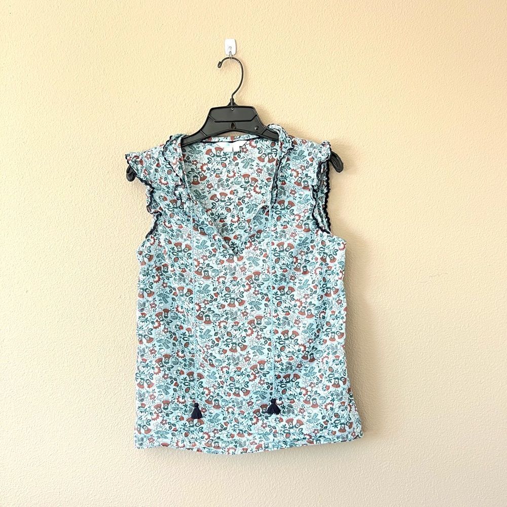 Boden Floral Ruffle Blouse